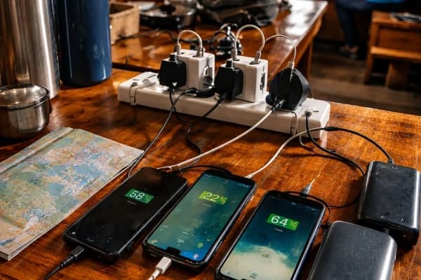 workspace-with-charging-phones