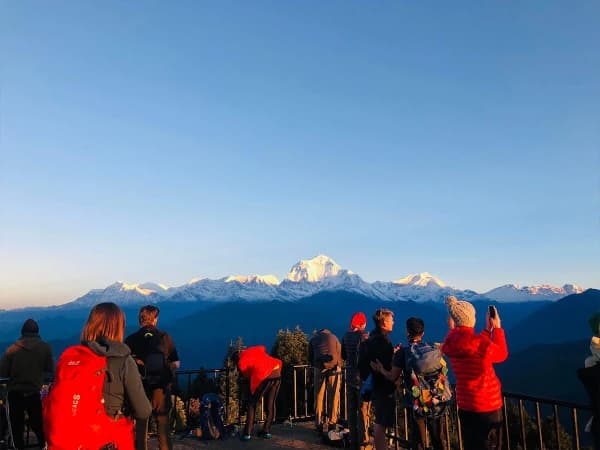 Breathtaking Panoramic Sunrise View Of Annapurna And Dhaulagiri Mountain Ranges From Poon Hill Viewpoint