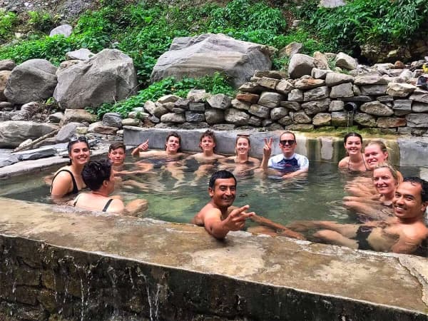 Enjoying Natural Hot Spring After Annapurna Circuit Trek