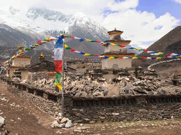 Mani Walls In Samagaun Manaslu Trek