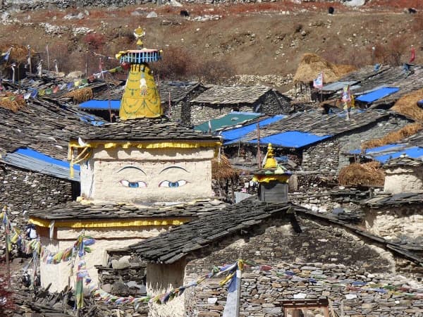 Mani Walls In Samagaun Manaslu