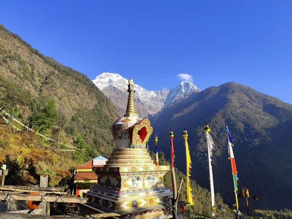 Stupa View At Chomrong Village Way To Abc
