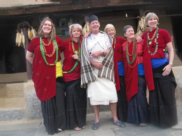 Trekkers Enjoying With Local Traditional Gurung Dress At Ghandruk